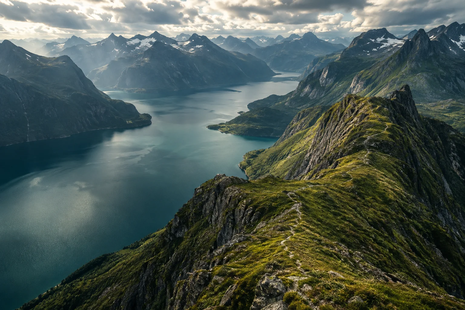 Generert norsk fjordlandskap